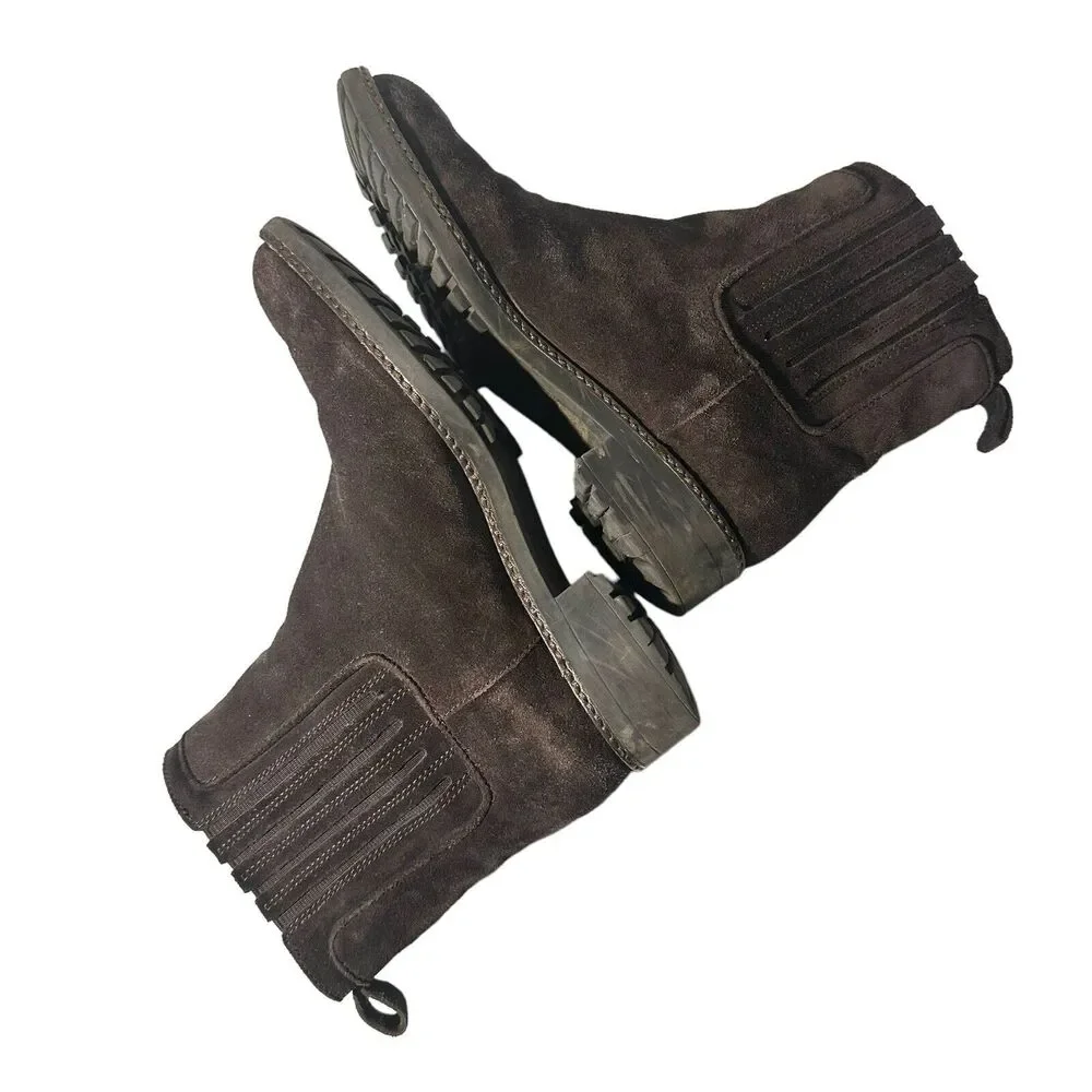 Via Spiga Womens Sz 6 Erisa Chelsea Brown Suede Leather Booties Ankle Boot